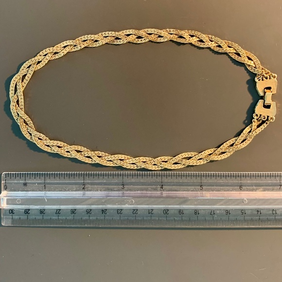 Vintage Three-Strand Braided Gold-Tone Choker Necklace - Picture 3 of 5